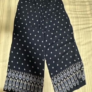 Navy and White Patterned Pants